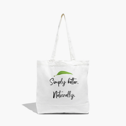 Delizia Naturally tote bag in heavyweight canvas featuring Simply better Naturally branding