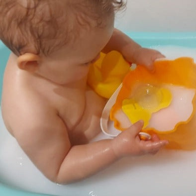 A bath made from breast milk soap results in soft creamy water