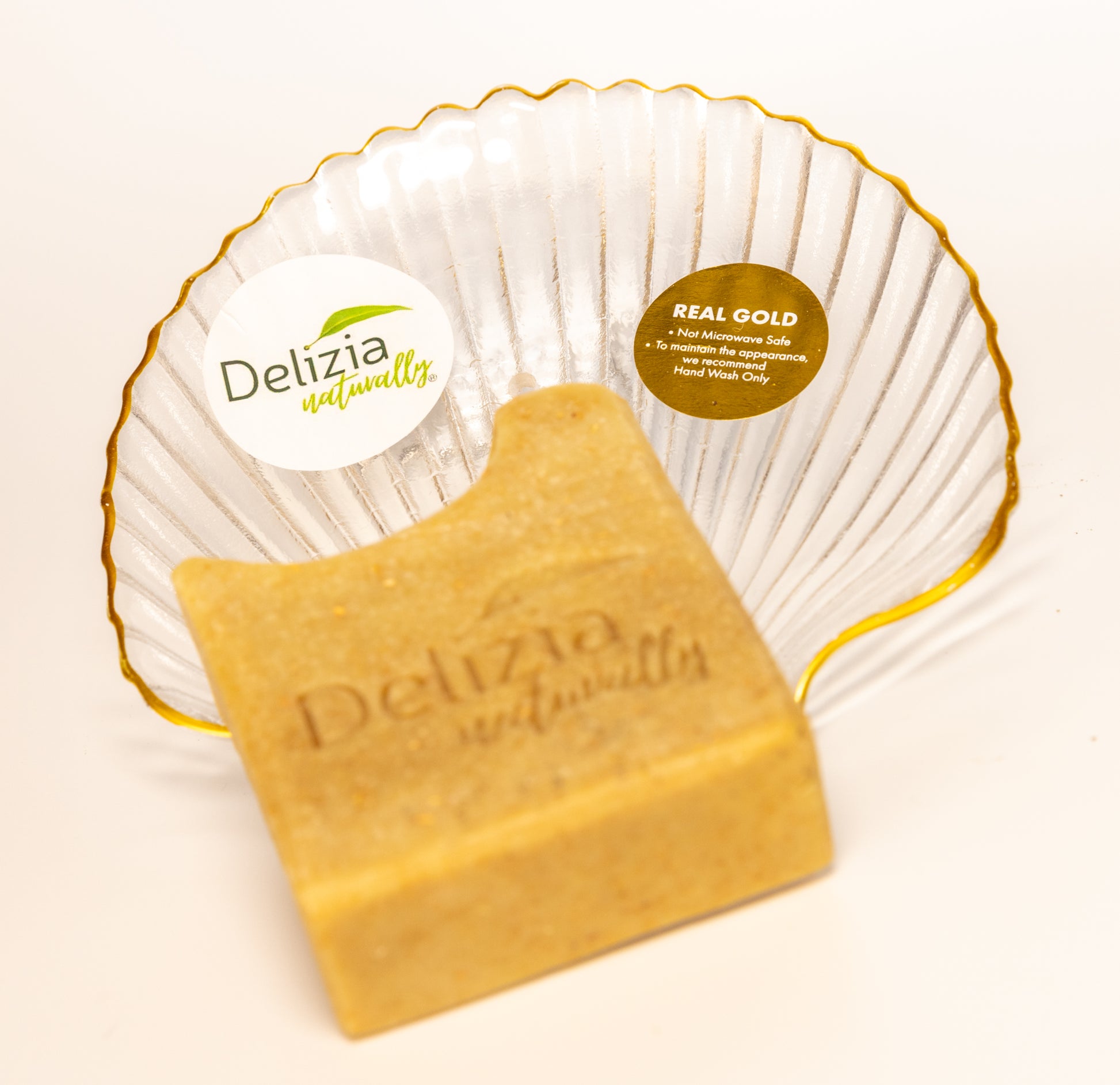 Soap_Dish_glass and gold_at_Delizia_Naturally_for_your_tallow_soap