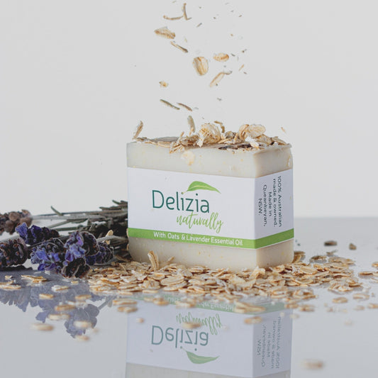 Tallow-soap-oats-lavender-soap-sheep-tallow-botanicals-essential oils–soap-white-Delizianaturally
